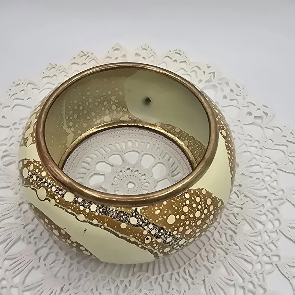 Chunky Brass Enamel Bangle Cuff Bracelet 8